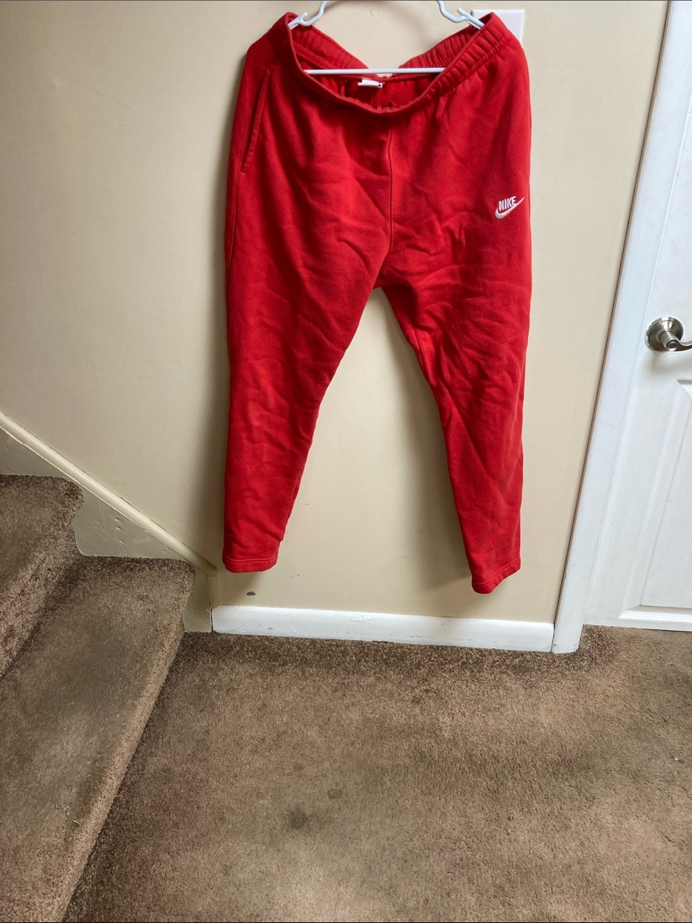 Nike Kids Red Jogger Sweatpants with White Logo